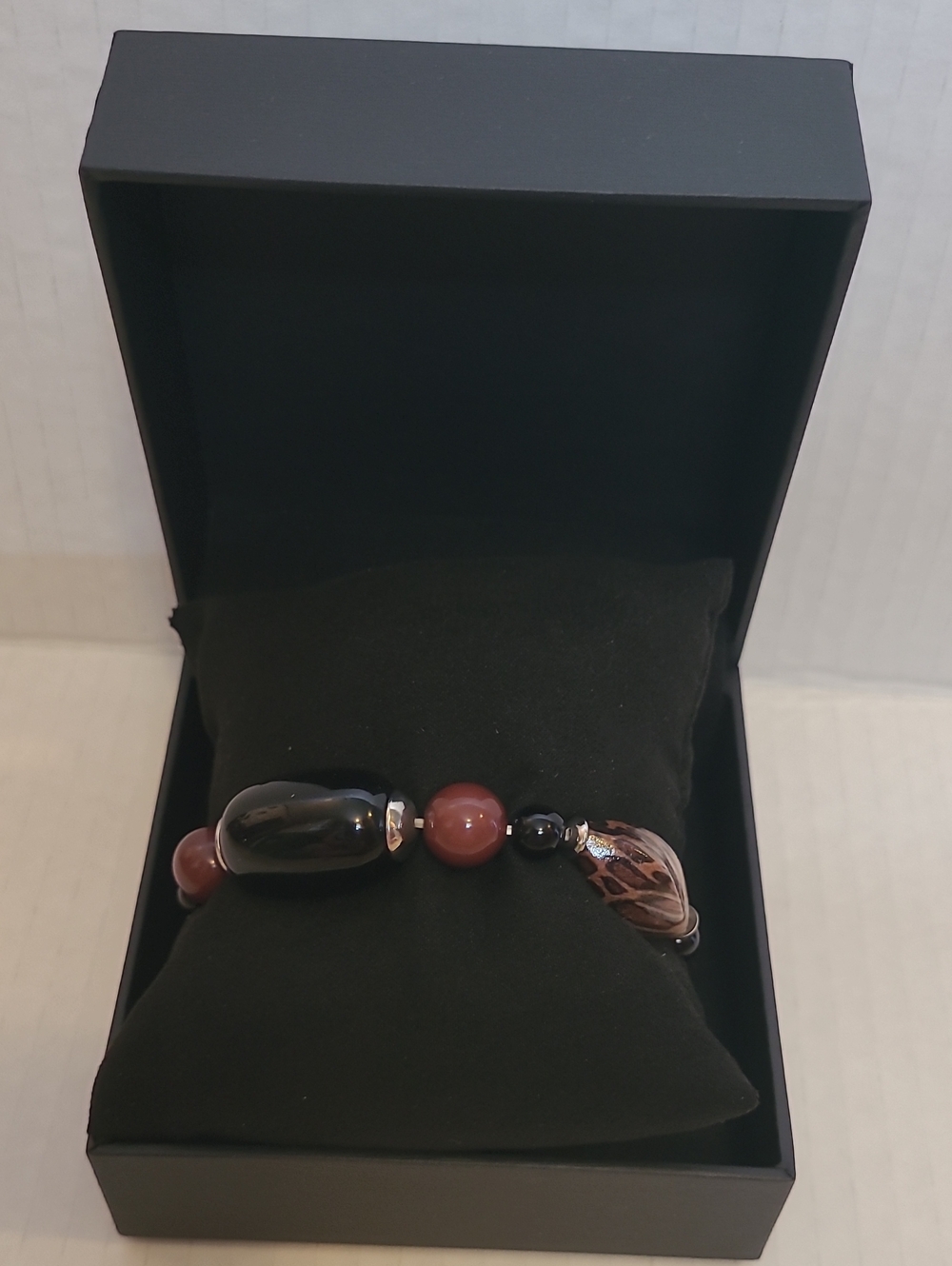 Hand Crafted Black and Brown Beaded Bracelet